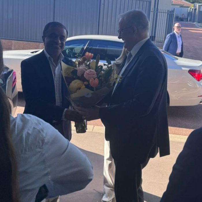 Dr Kiran Puttappa with Prime minister of Australia In Mundaring Urgent Care Clinic